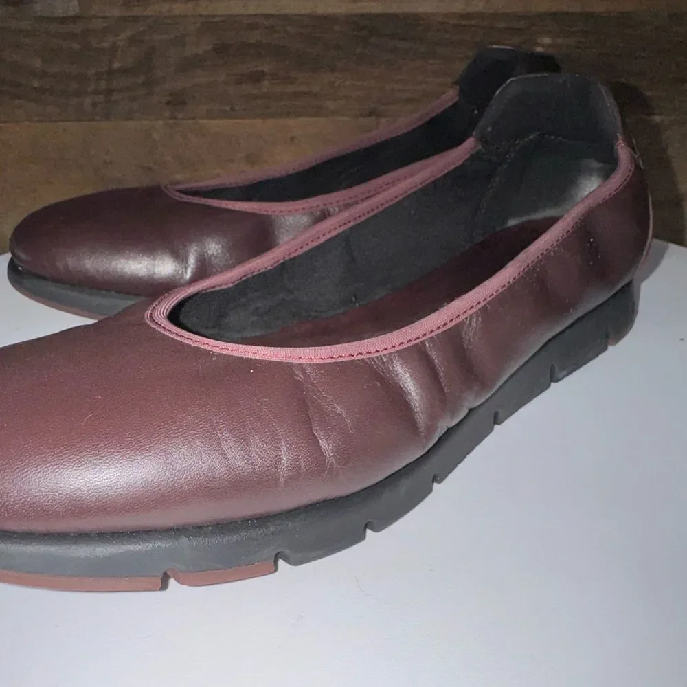 Hotter Leather Ballet Flats Plum Purple Comfort Size US 8
